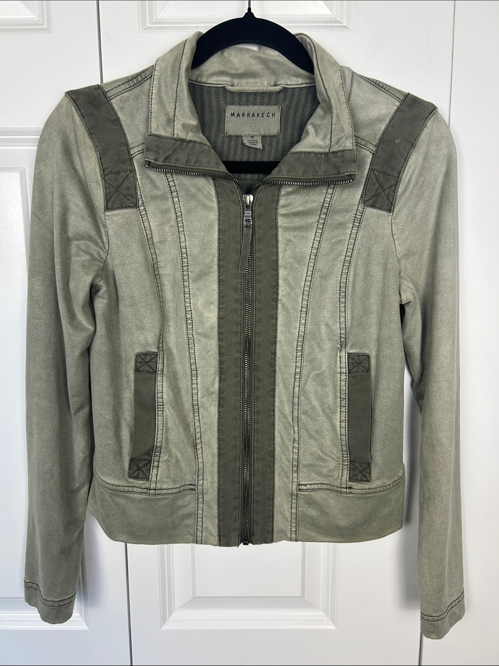 Anthropologie’s Marrakech Olive Utility Zip Jacket for Women Size XS